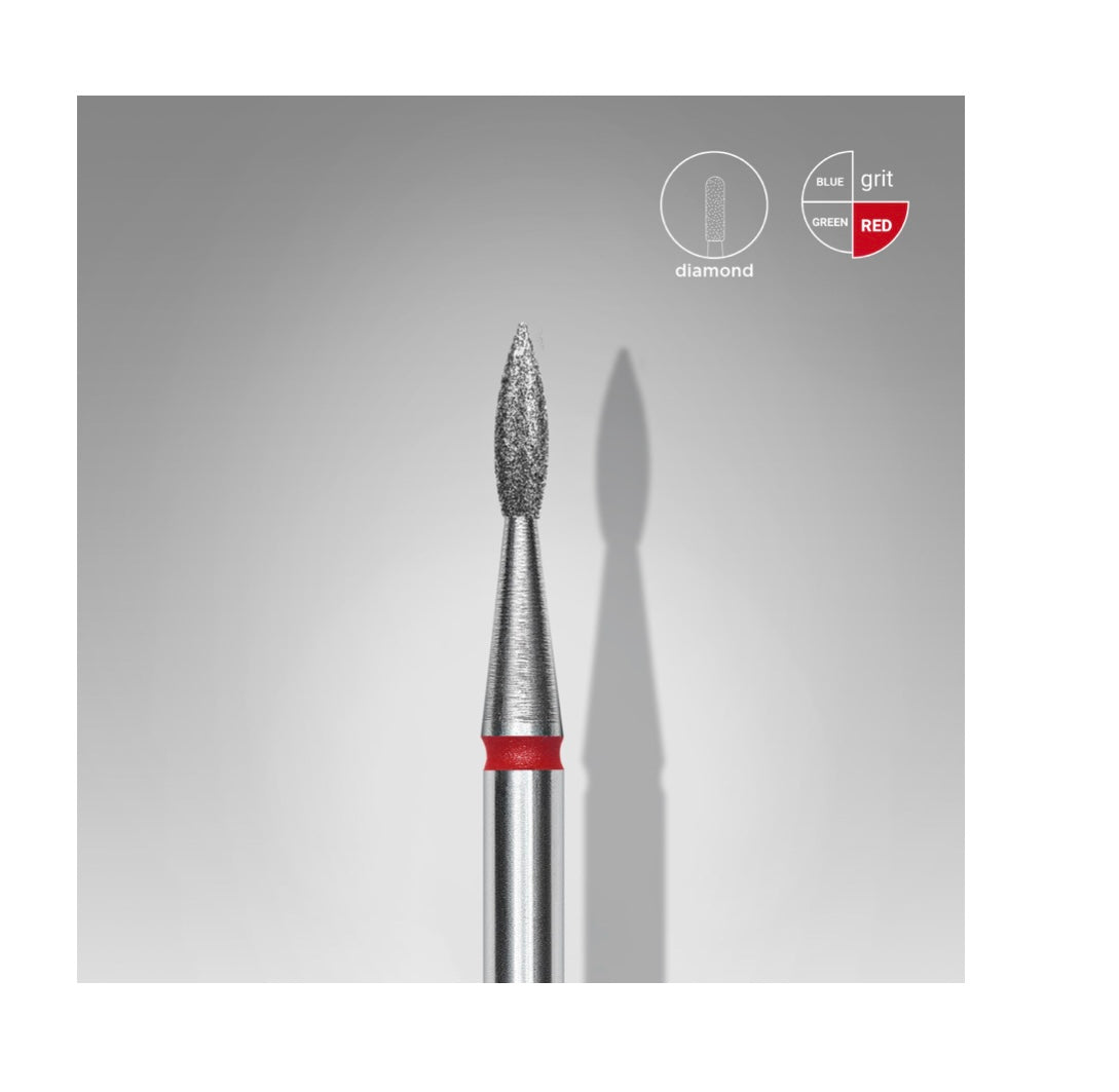 STALEKS Diamond Nail Drill Bit Flame Red 1.8mm 8mm Pointed