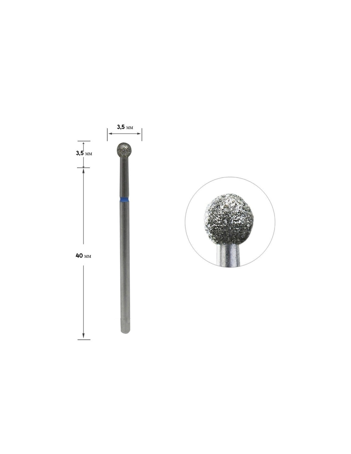 Staleks Diamond Nail Drill Bit Ball Blue 3.5mm