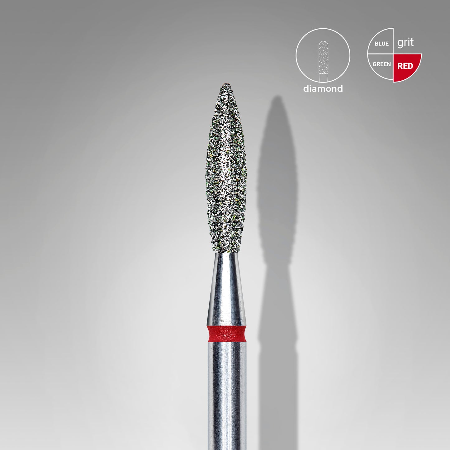 STALEKS Diamond Nail Drill Bit Flame Red 2.1mm 8mm Pointed
